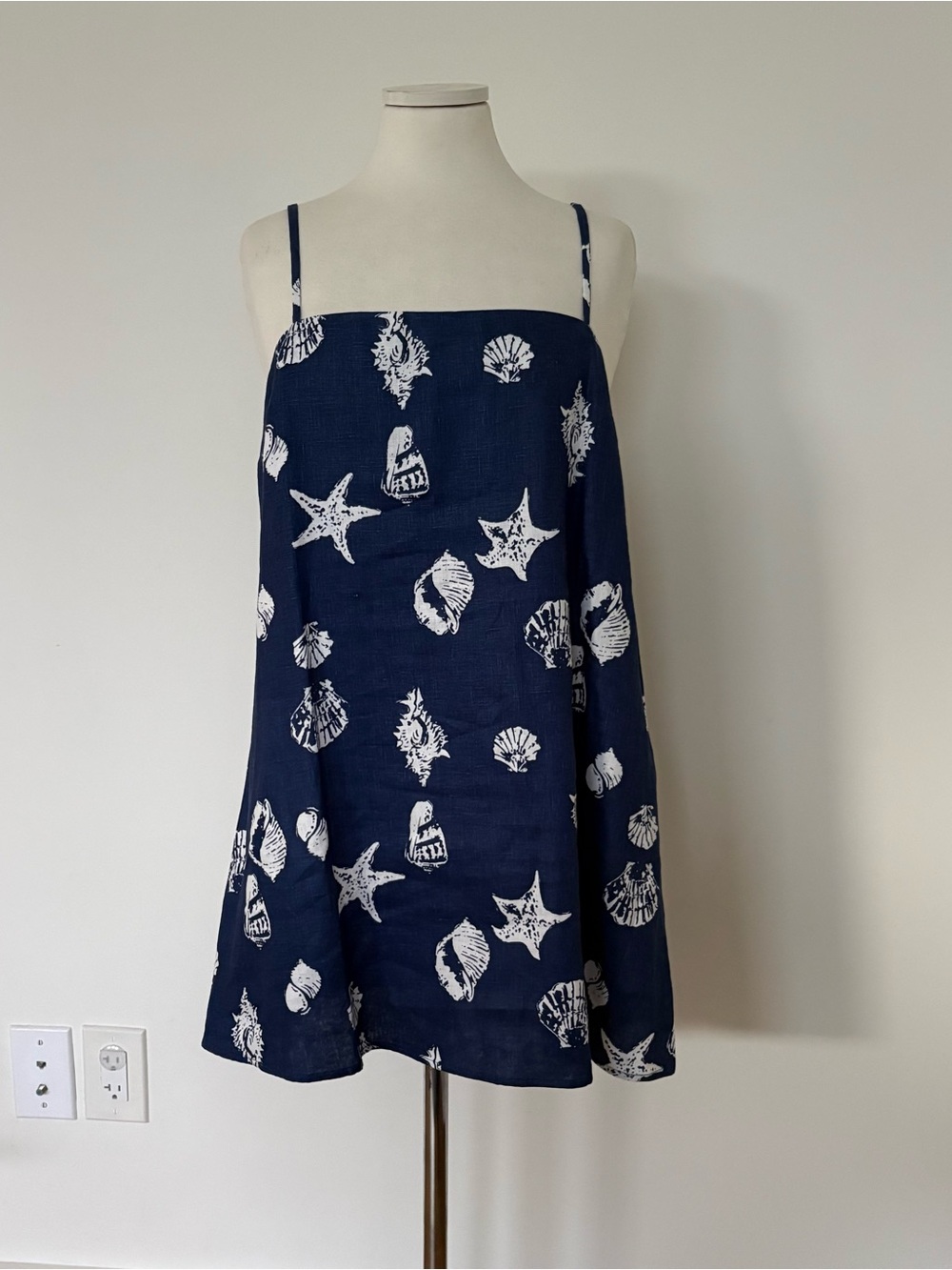 Reformation Linen Seashell Print Mini Dress M